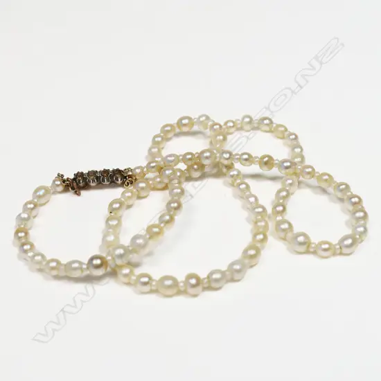 ANTIQUE 19thC PROBABLY NATURAL PEARL NECKLACE L.440mm