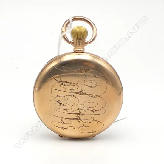 c1900 GENT'S OMEGA GOLD PLATE HUNTER POCKET WATCH running
