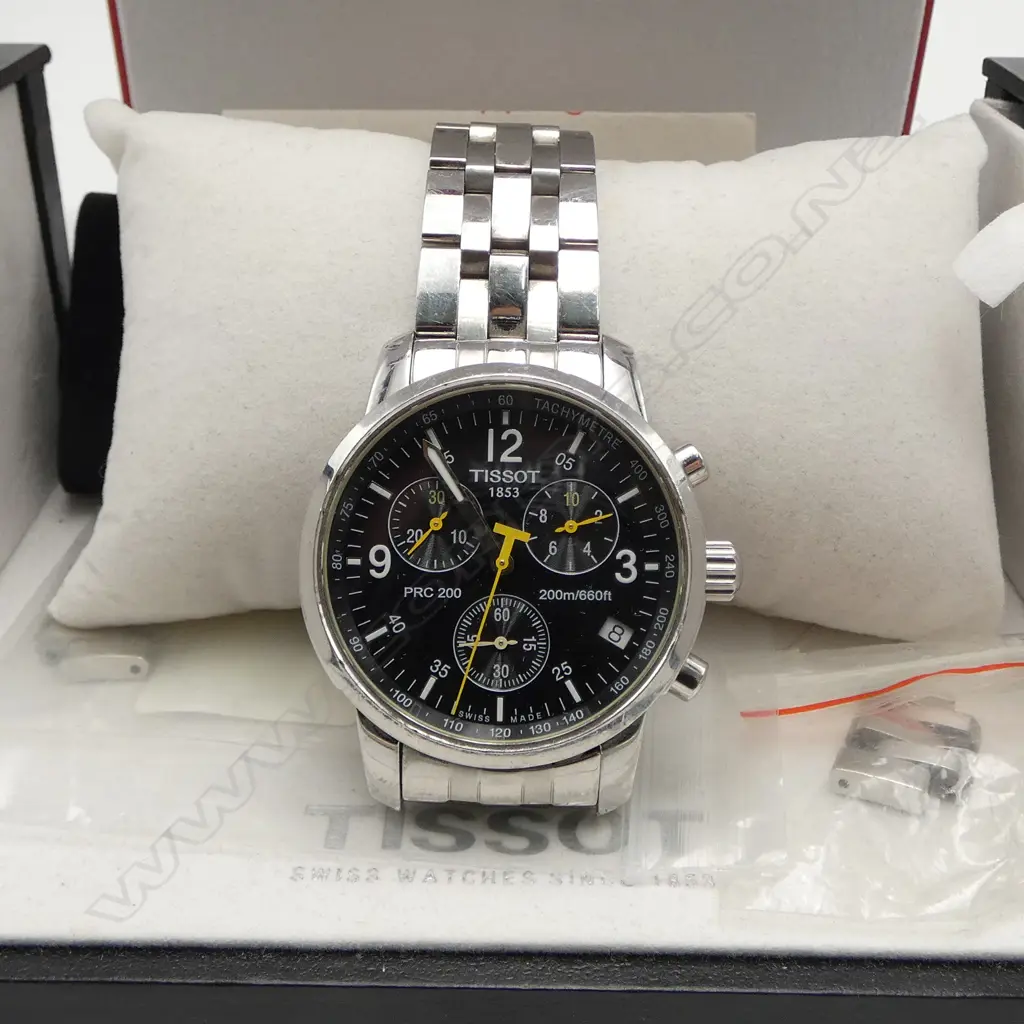TISSOT PRC 200 CHRONOGRAPH G10 WRISTWATCH; Original box, manual, two links etc. New battery 1/07/2025. Image 1++