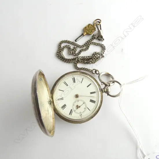 Birmingham 1884 SILVER GENT'S FOB WATCH by W Ehrhardt of London fuse movement + chain