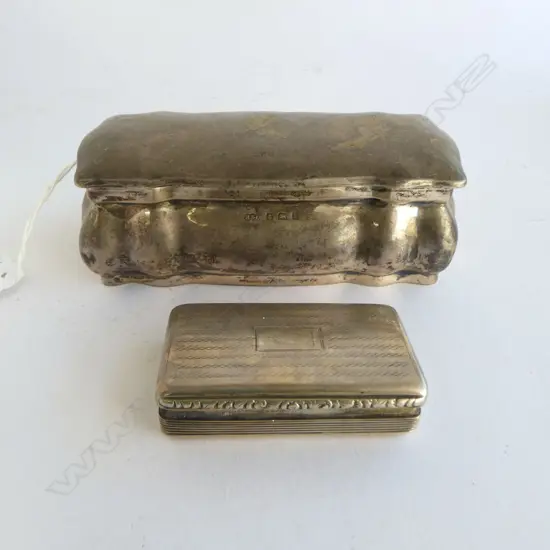 STG SILVER JEWELLERY BOX, BIRMINGHAM 1908 + VICTORIAN STG BOX, BIRMINGHAM 1838. TOTAL 192.54gms