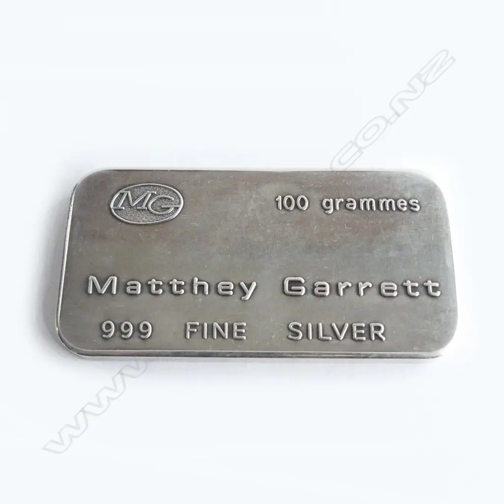 100grm MATTHEY GARRETT .999 SILVER BAR Image 1++
