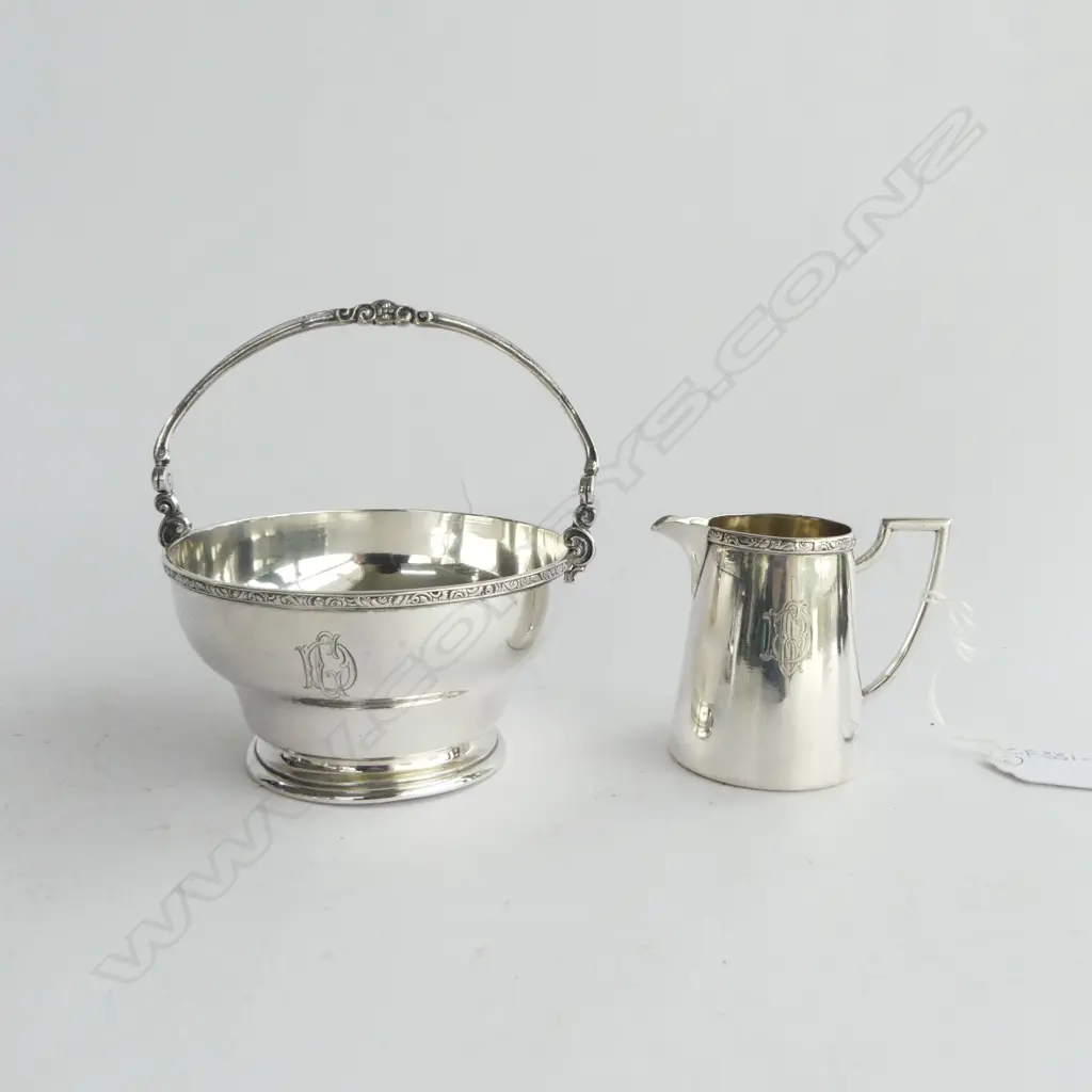 800 STANDARD SILVER SUGAR AND CREAM 209gm Image 1++