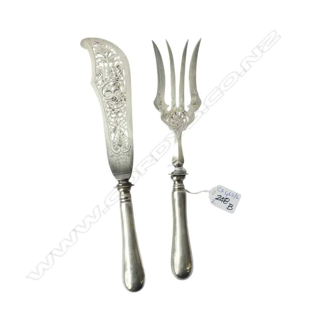 FRENCH SILVER PLATE FISH SERVERS L.285mm Image 1++