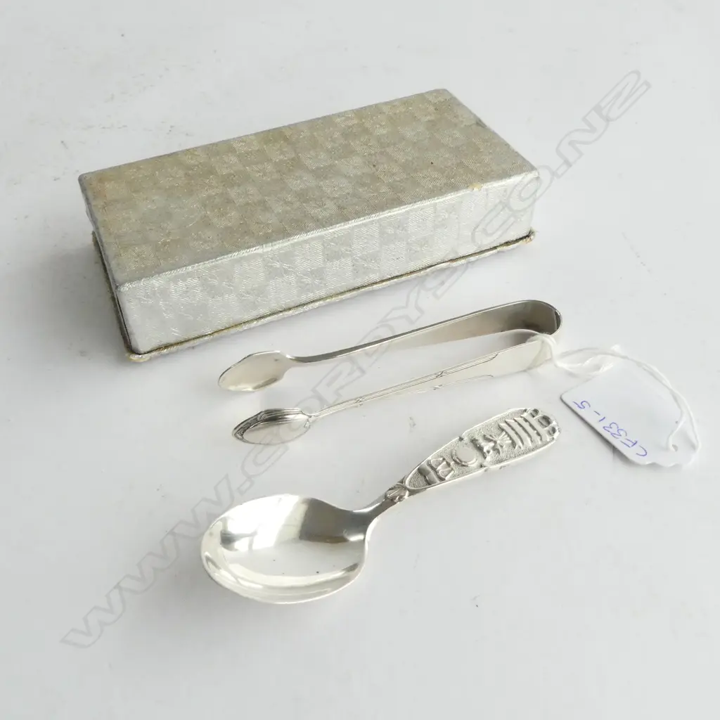 STERLING SILVER BABY SPOON 24.6gm & WMF SUGAR TONGS Image 1++