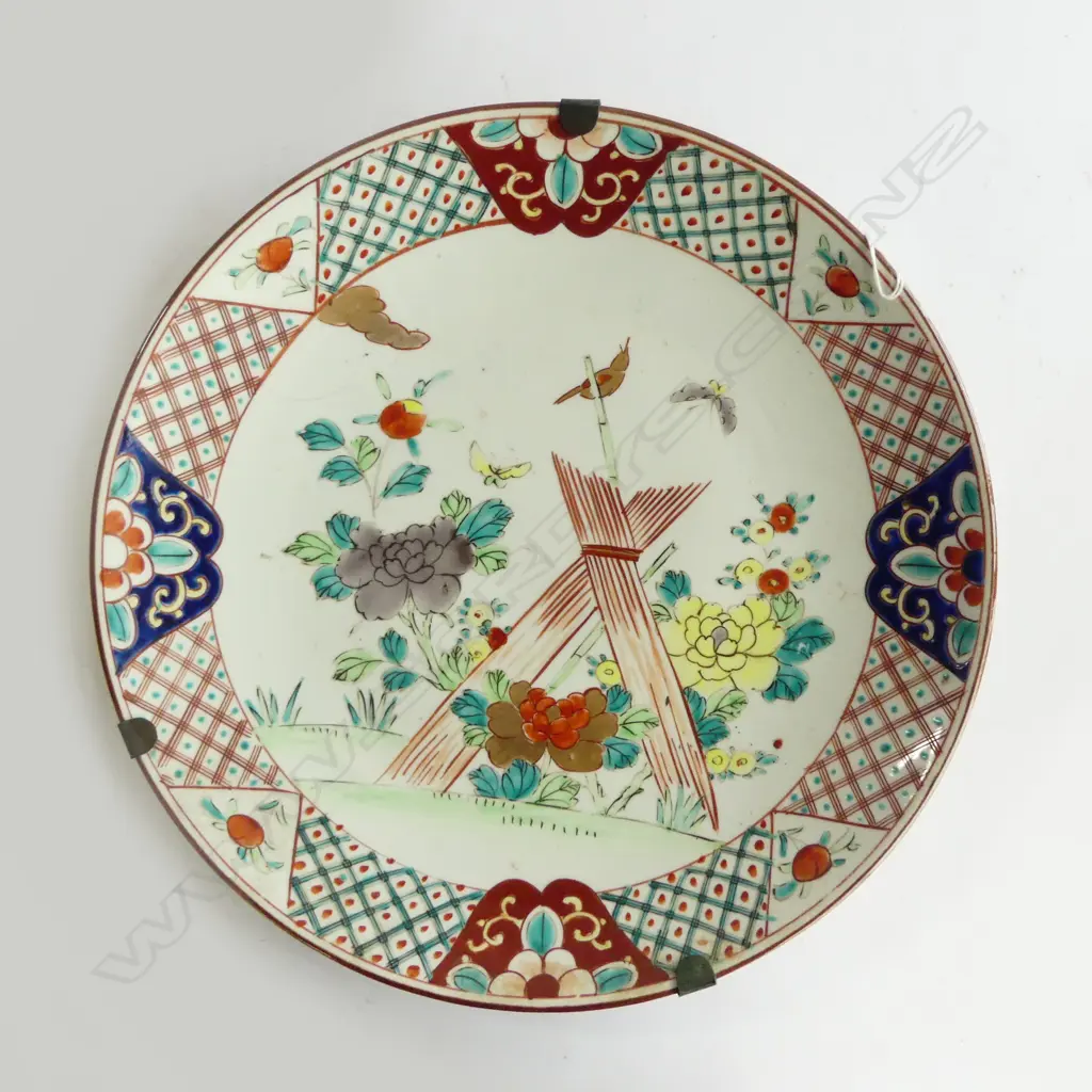 LARGE JAPANESE LATE C19TH CHARGER, ARITA /IMARI COLORWAY, BIRD & FOLIAGE  Dia 370mm Image 1++