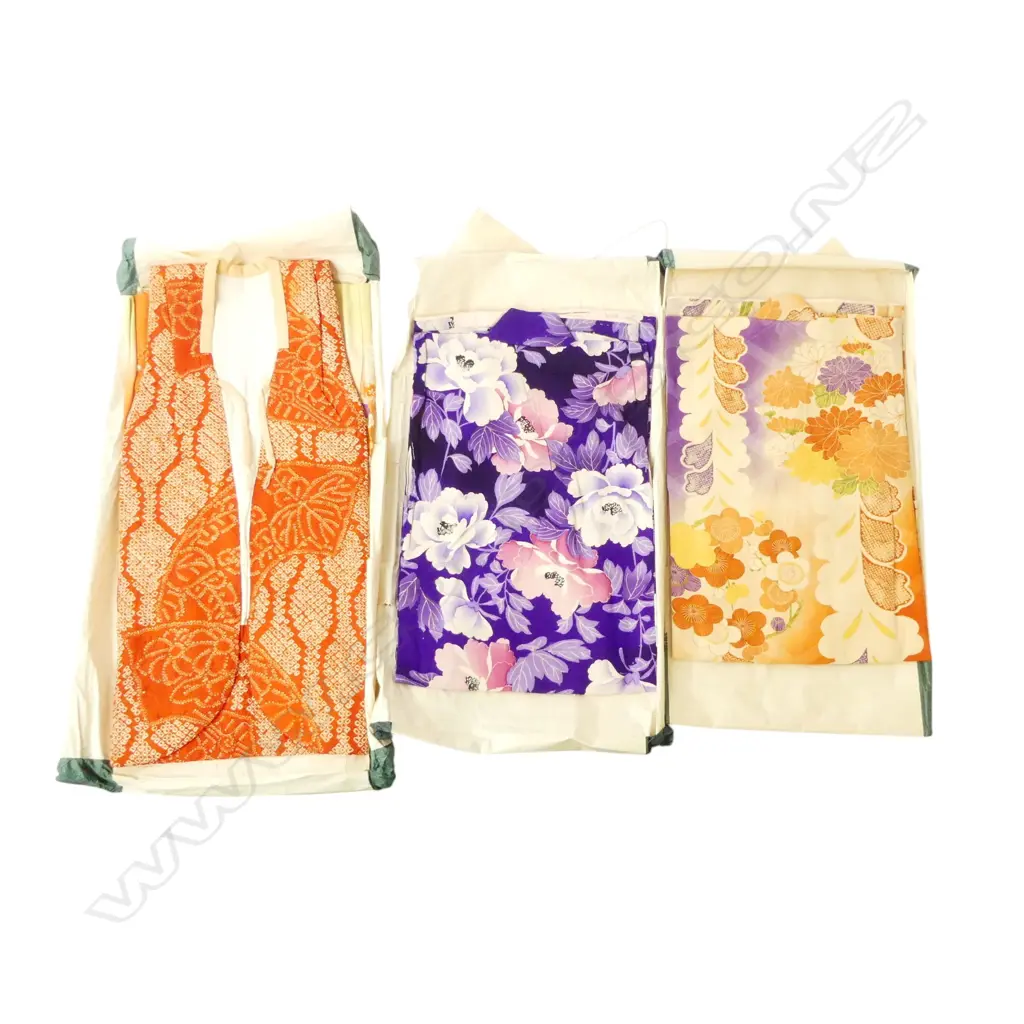 3 VINTAGE JAPANESE KIMONO IN ORIGINAL PACKAGING  Image 1++