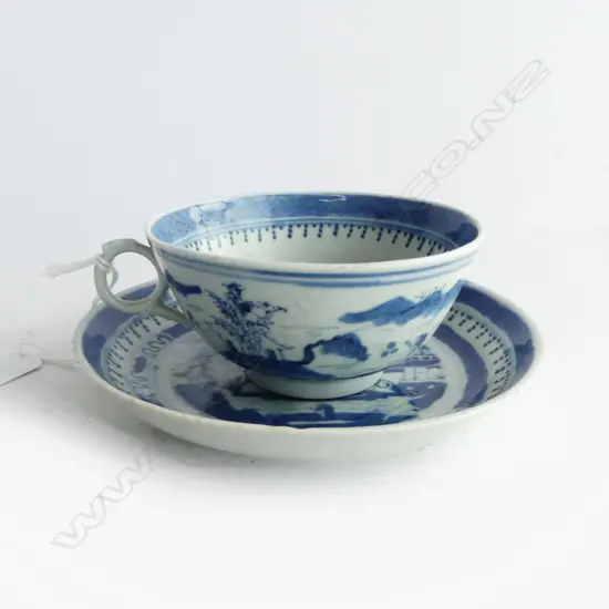 OLD CHINESE B&W CUP SAUCER, MINOR FRITS TO SAUCER RIM, Dia 140mm