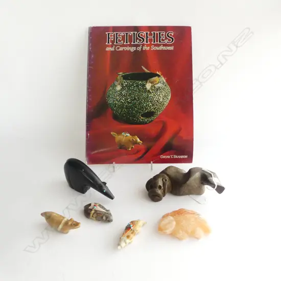 6 STONE CARVINGS L.145mm + BOOK 'FETISHES'