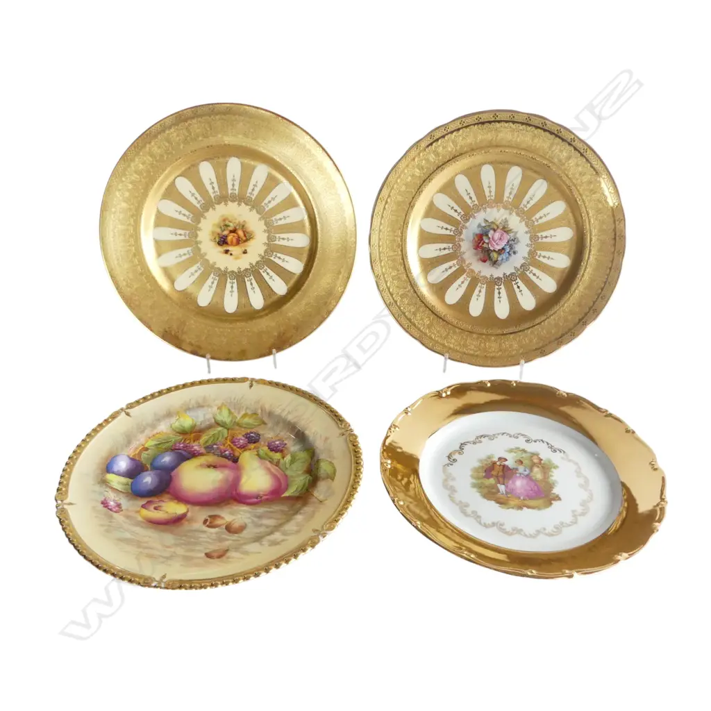 4 GOLD CABINET PLATES; AYNSLEY ETC 270mm dia Image 1++