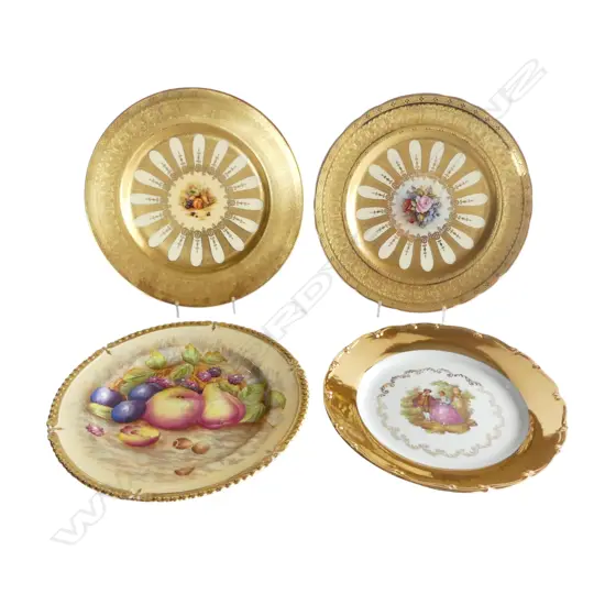 4 GOLD CABINET PLATES; AYNSLEY ETC 270mm dia