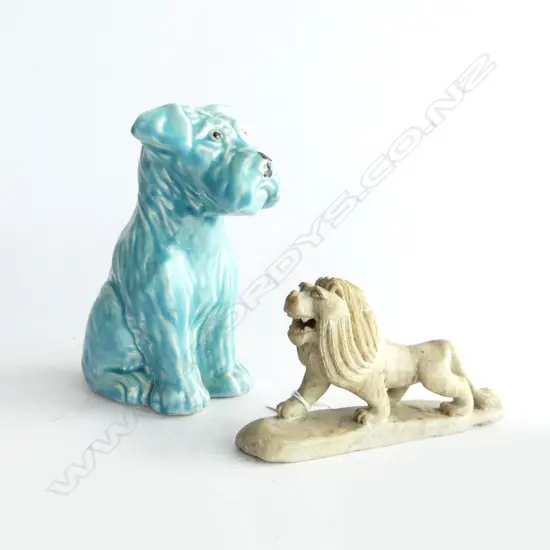 BLUE SLYVAC DOG H.150mm & ONYX LION L.130mm