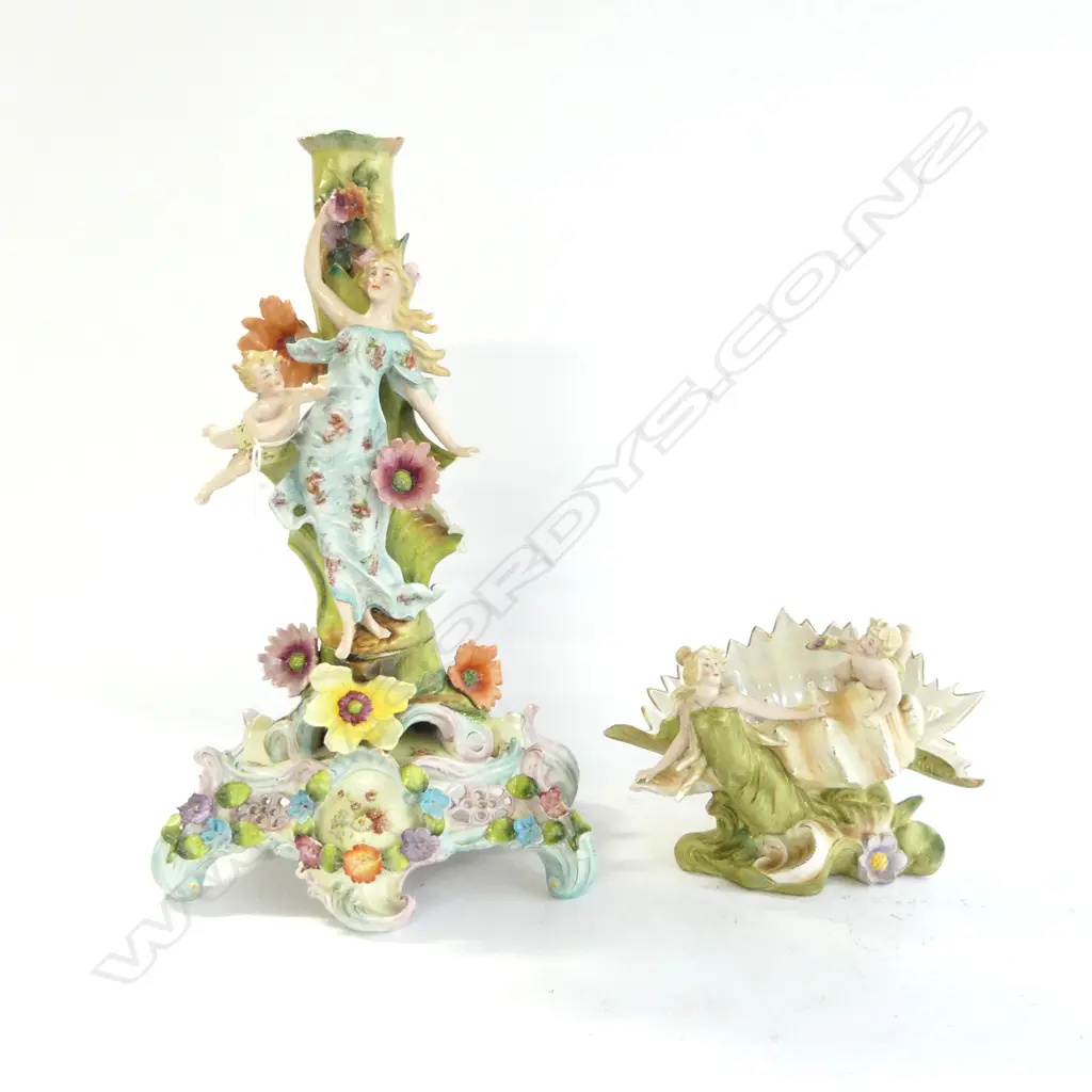 2 PCES EUROPEAN CHINA; CANDELABRA BASE H.400mm AF, SHELL BOWL W.220mm Image 1++