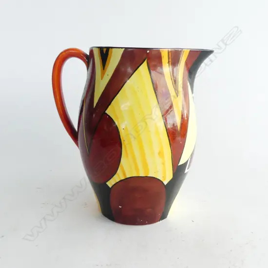 CROWN DEVON ART DECO LGE 'MOON & MOUNTAIN' JUG with 2 hairline cracks H.175mm