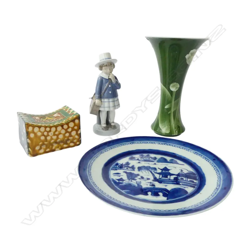 ROYAL COPENHAGEN FIGURE H.180mm, ORIENTAL B/W PLATE, VASE (FAULTS) & OTHER (4) Image 1++
