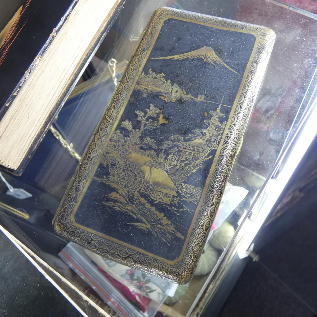 LG BOOK; JAPANESE BUDDHIST PRINTS H.345mm, JAPANESE PHOTO ALBUM C.1900, CIGARETTE CASE & ASHTRAY Image 1++