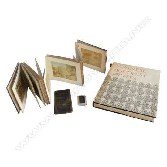 LG BOOK; JAPANESE BUDDHIST PRINTS H.345mm, JAPANESE PHOTO ALBUM C.1900, CIGARETTE CASE & ASHTRAY
