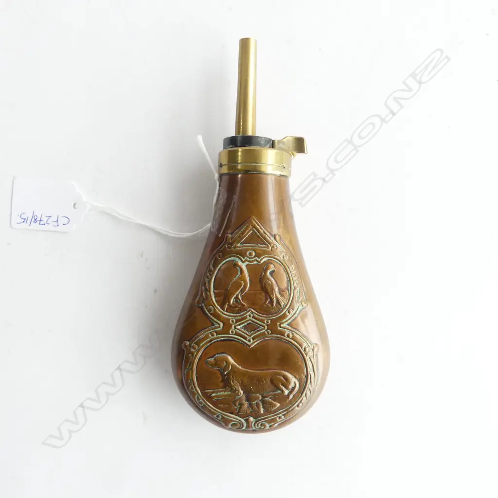 ITALIAN COPPER POWDER FLASK H.175mm Image 1++