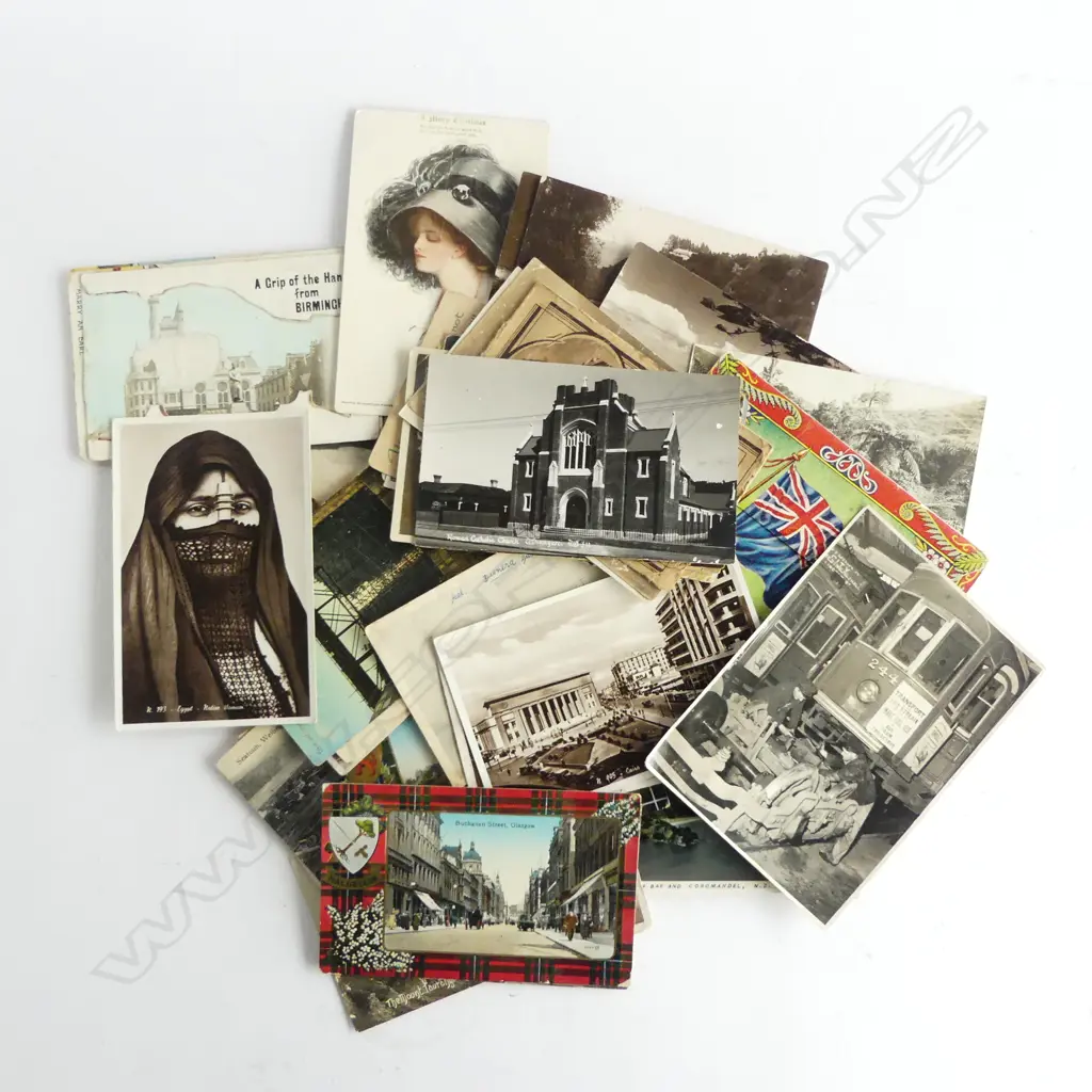 OLD POSTCARD COLLECTION includes interesting NZ cards 'Hands Across The Sea' etc Image 1++