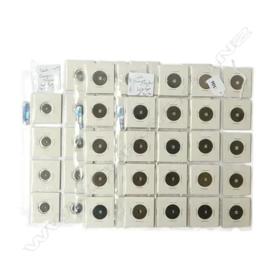 3 pages of 58 CHINESE COINS each with a hole