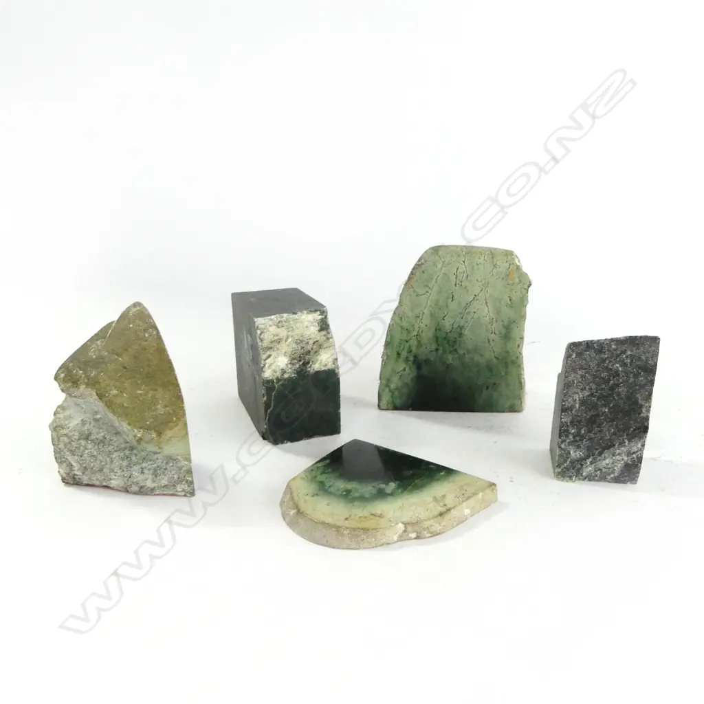 5 G POUNAMU CUT small SLAB & BLOCK FORMS. Longest 85mm. Image 1++