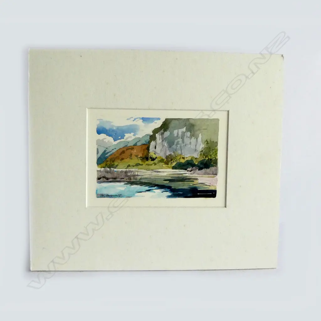 MOUNTED GRAHAM DOWNS W/C 'WAIHORA TAUPO', 100 x 150mm Image 1++
