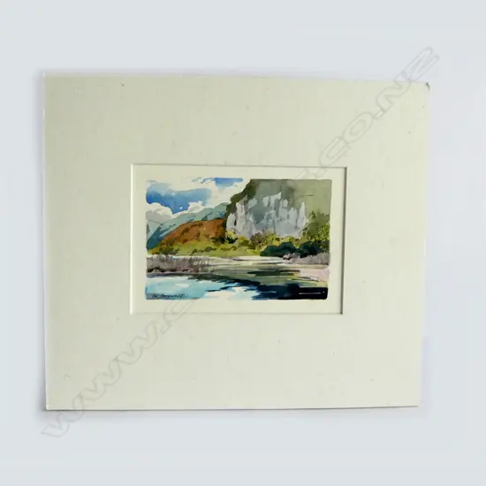 MOUNTED GRAHAM DOWNS W/C 'WAIHORA TAUPO', 100 x 150mm