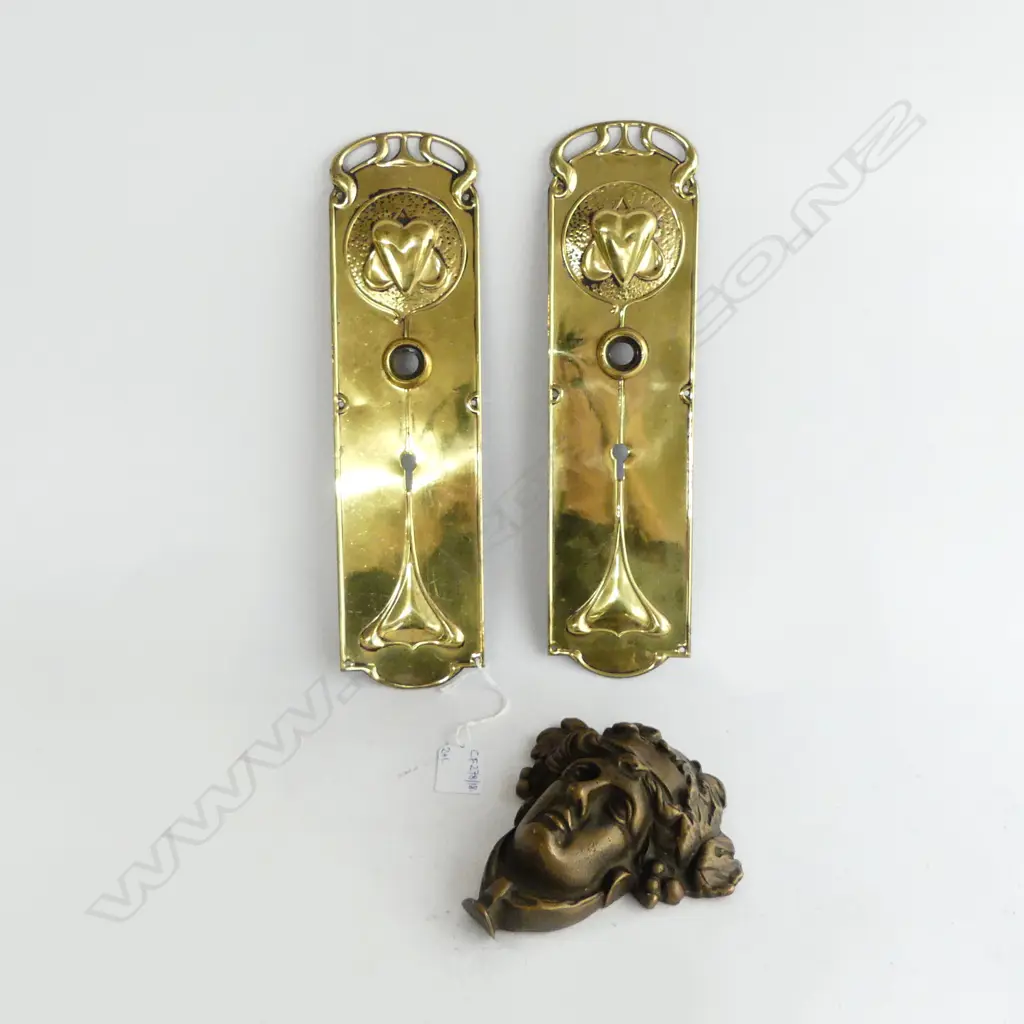 METAL DOOR KNOCKER + PR ART NOUVEAU DOOR PLATES 310x80mm Image 1++