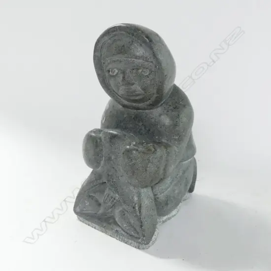 CARVED STONE INUIT FIGURE H.190mm