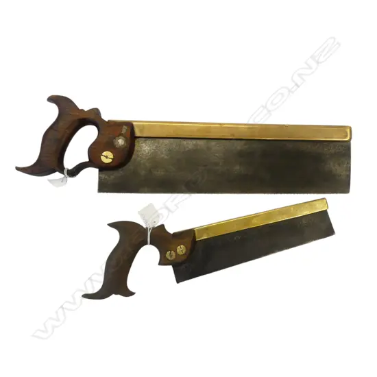 2 VINTAGE BRASS BACKED TENON SAWS; A. MATHIESON & SON + J.V. HILL HOWELL
