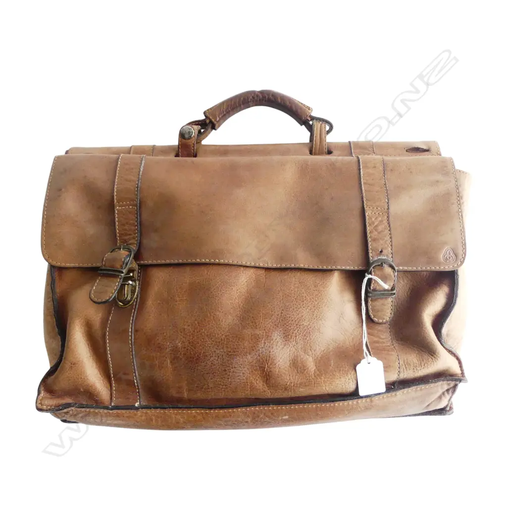 FRENCH LEATHER FULL GRAIN COWHIDE BRIEFCASE WITH ADJUSTABLE STRAP Image 1++