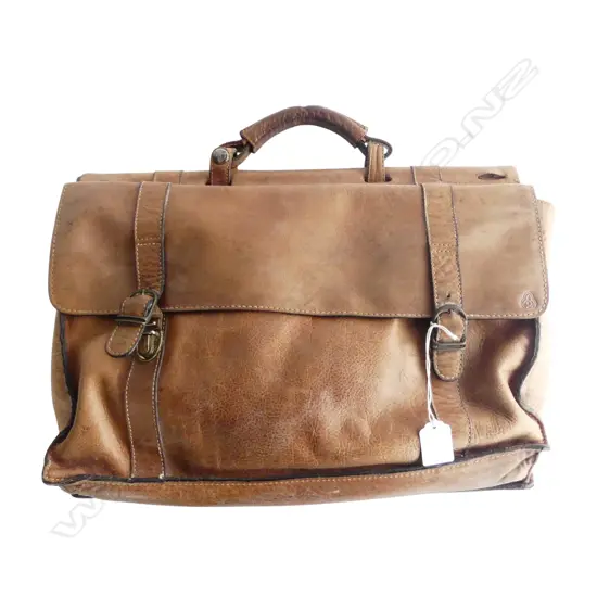FRENCH LEATHER FULL GRAIN COWHIDE BRIEFCASE WITH ADJUSTABLE STRAP