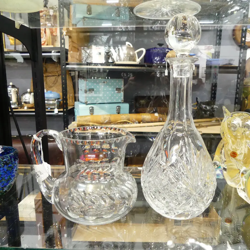 CRYSTAL DECANTER H.330mm & WATER JUG Image 1++