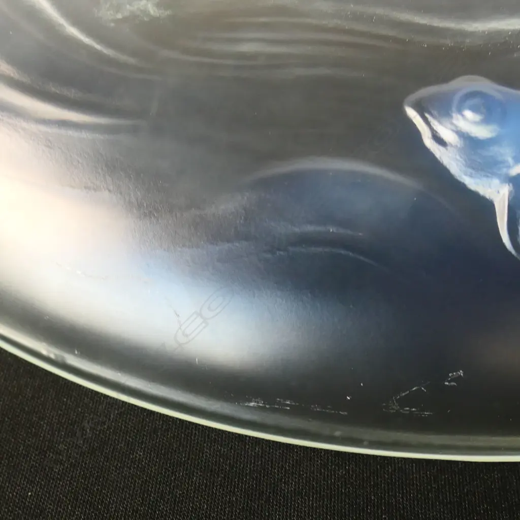 VERLYS FRANCE ART DECO FROSTED GLASS SHALLOW BOWL/PLATE, Dia.315mm, minor scratching to base Image 1++