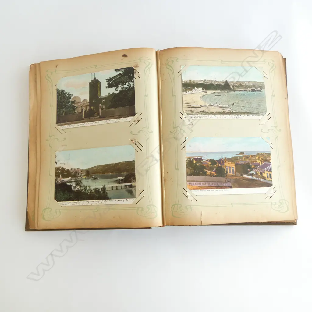 VINTAGE ALBUM OF POSTCARDS includes MAINLY AUSTRALIA + PACIFIC + NZ CAPETOWN & WORLD Image 1++