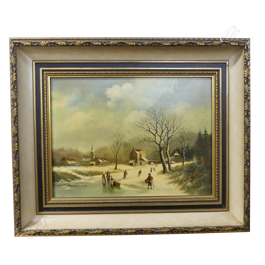 HENDRIK VERDONCK (DUTCH) 'WINTER LANDSCAPE', OIL on BOARD, SIGNED, 280 x 380mm Image 1++