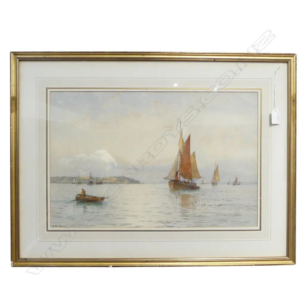 GEORGE STANFIELD WALTERS (1838-1924), HARBOUR SCENE, WC 325x495mm Image 1++
