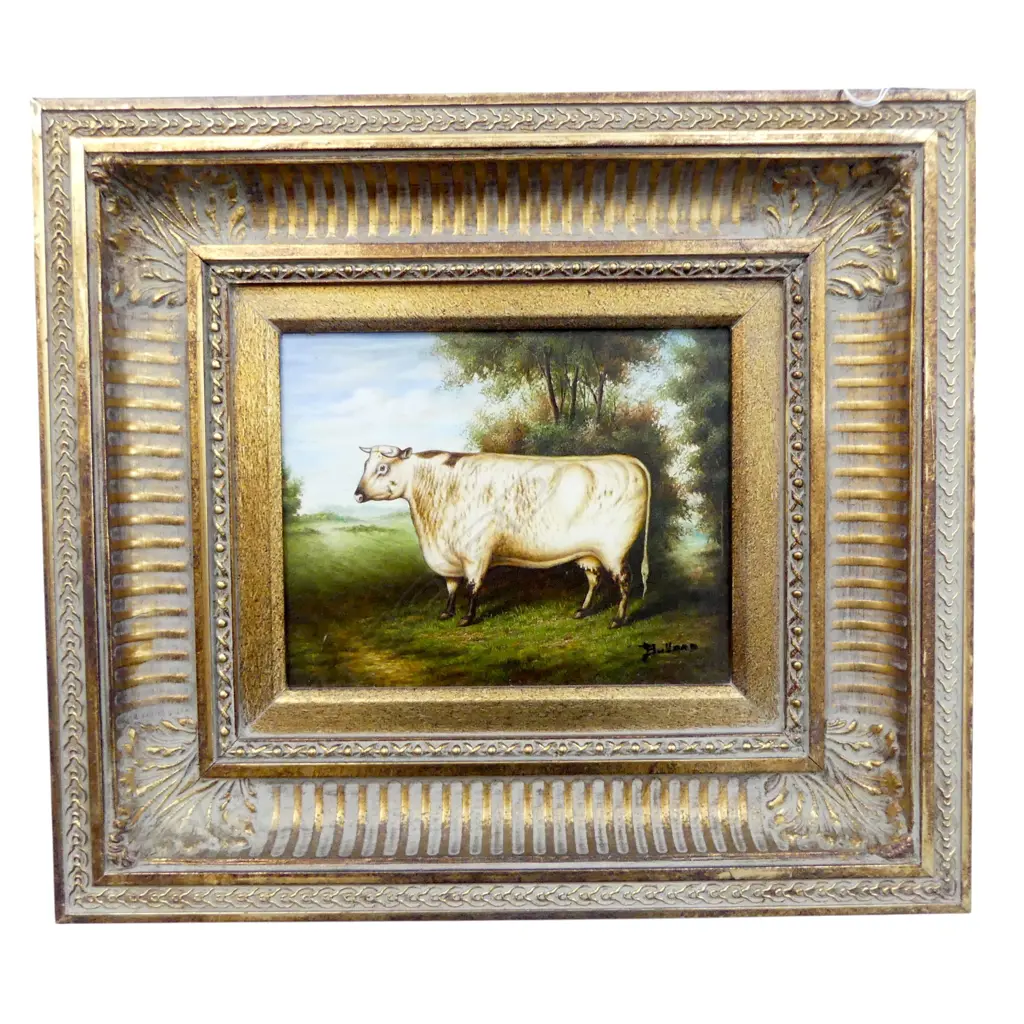 REPRODUCTION GEORGIAN COW PAINTING 190x240mm Image 1++