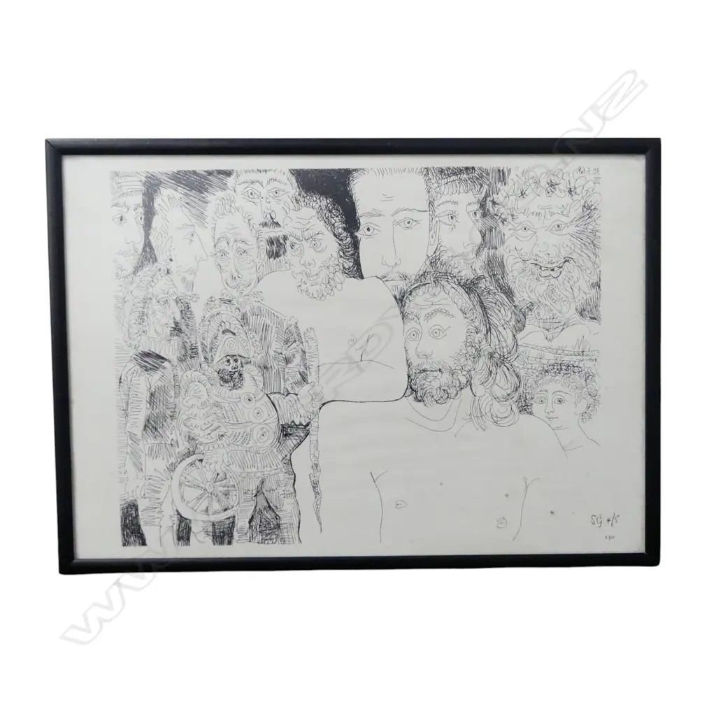 PABLO PICASSO ETCHING, A CONFEDERACY OF DUNCES, 130/347, 195x285mm book plate Image 1++