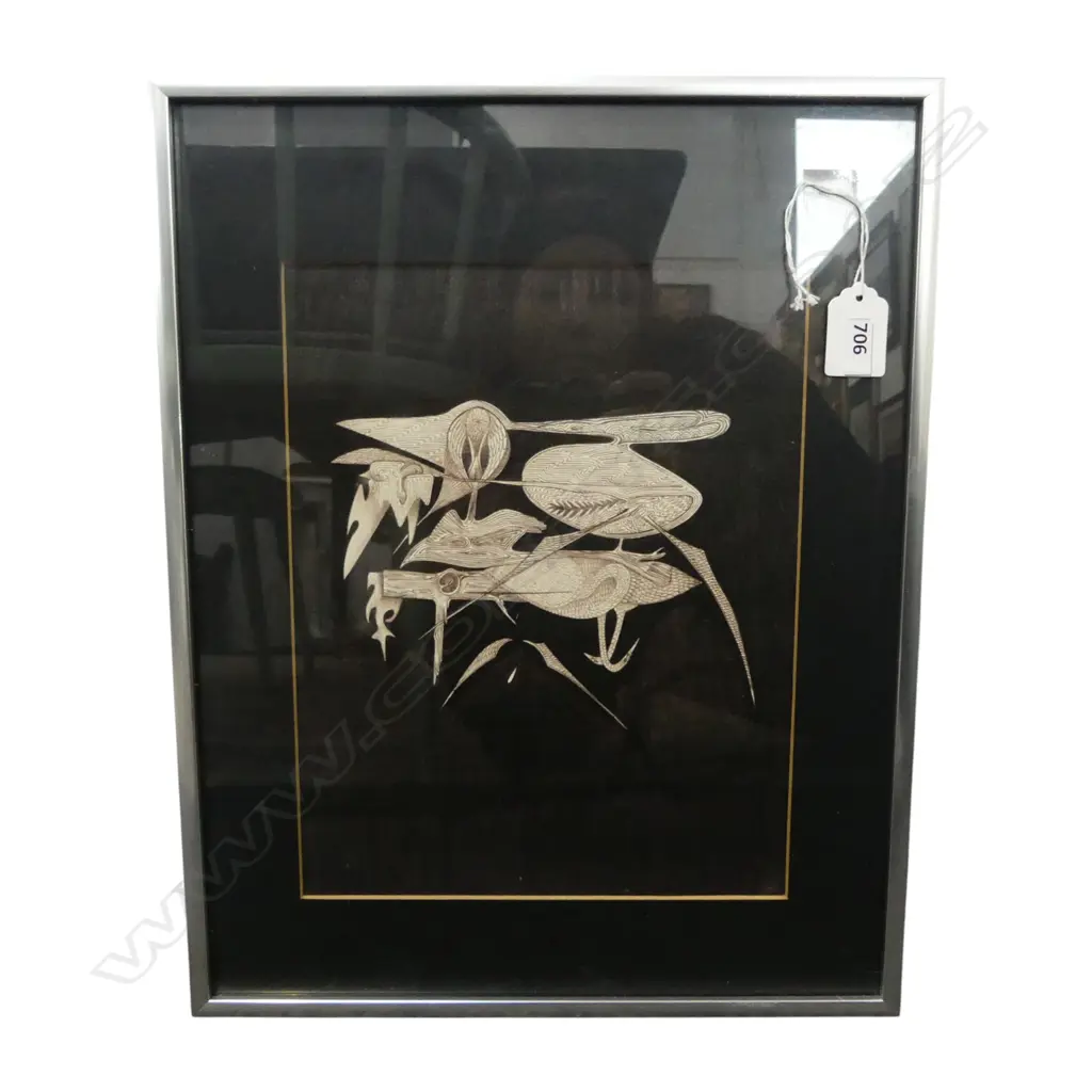 1970's LONDON ARTIST UNKNOWN untitled organic ink sketch '73 265 x 205mm. In aluminium frame. Image 1++
