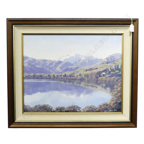 DENIS KING 'LAKE HAYES SOUTH ISLAND' oil on board. Signed. Detailed verso. 390 x 490mm