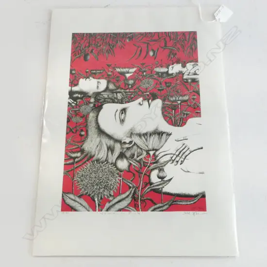 SUE SYME 'WOMAN in PINK' LTD ED. PRINT 26/50, 310 x 220mm