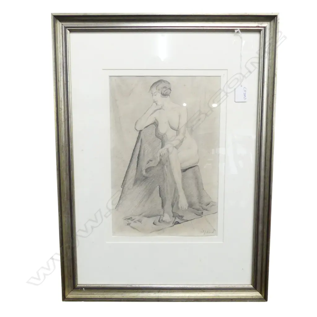 WILLIAM JAMES REED (NZ 1908-96) NUDE, PENCIL ON PAPER, 330x225mm FOXING Image 1++