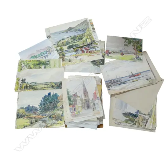 ASST. LOUISE B. CASBOLT WC SKETCHES; LANDSCAPES UK / NZ ETC