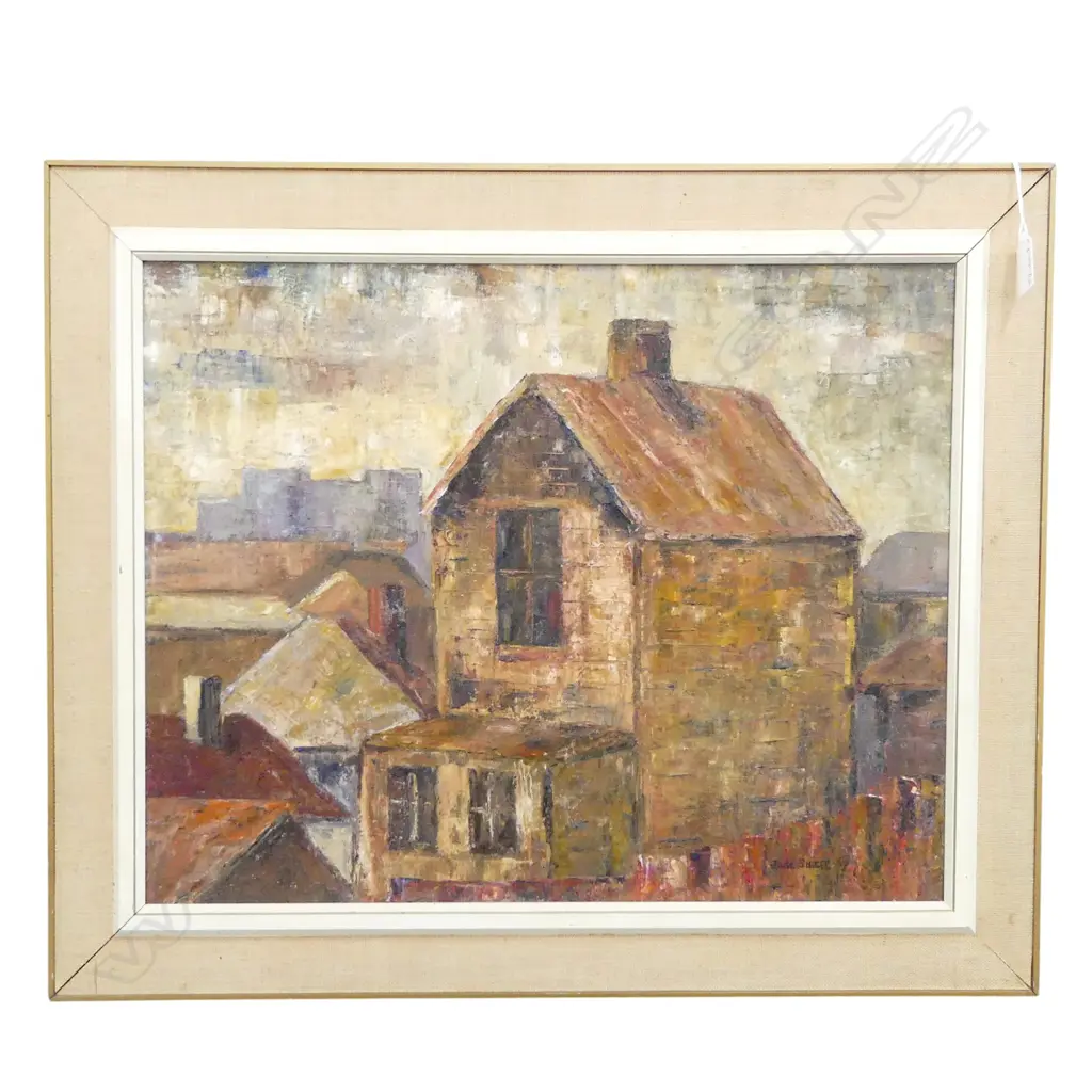 JUNE SHIEFF 'COLLEGE HILL' OIL ON BOARD '69 395x495mm Image 1++