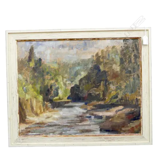 JUNE SHIEFF, LANDSCAPE, OIL ON BOARD 390x500mm