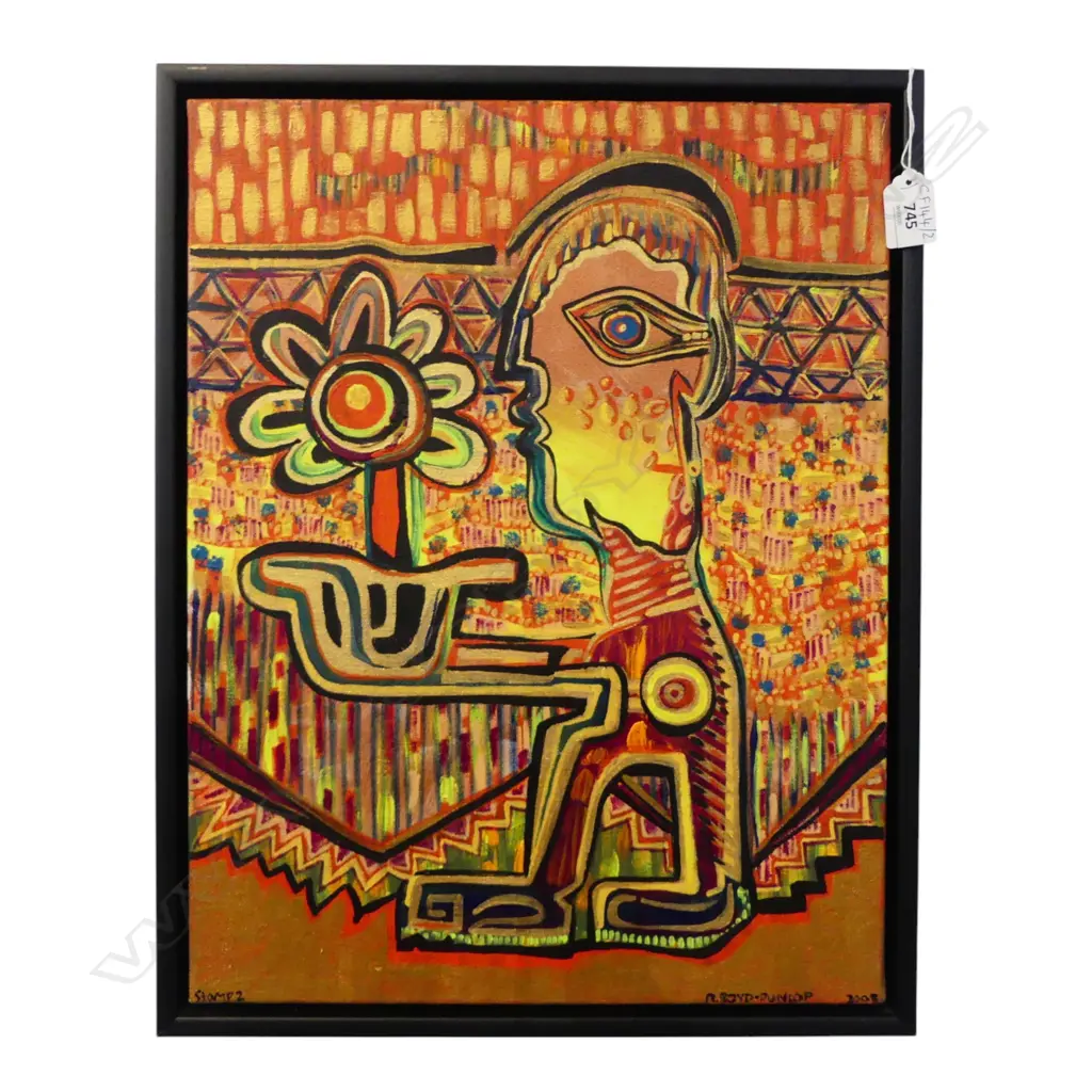 RICHARD BOYD-DUNLOP (NZ b. 1973) 'STOMP 2' ACRYLIC ON CANVAS 2008 455x350mm Image 1++