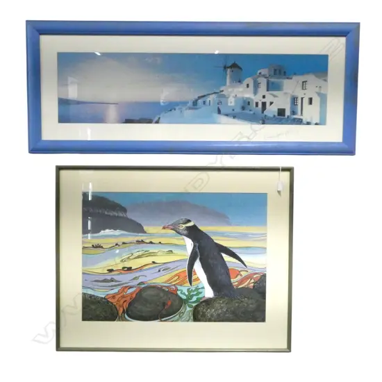 MERV SAROAY, HOIKO - YELLOW EYED PENGUIN, PRINT 123/450, 420x600mm + GREEK ISLAND PRINT 