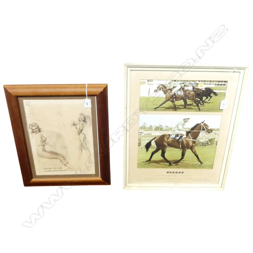 2 FRAMED WORKS; SCARNE PRINT & DID I GOT TOO FAR IN THE CRAP DRIVE? Image 1++