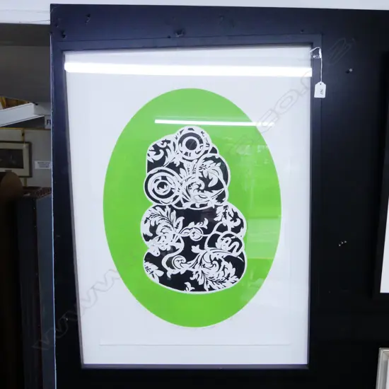 AROHA LEWIN 'FLORAL CAMEO TIKI - GRASSHOPPER' SCREEN PRINT 2009 1/5 700x500mm